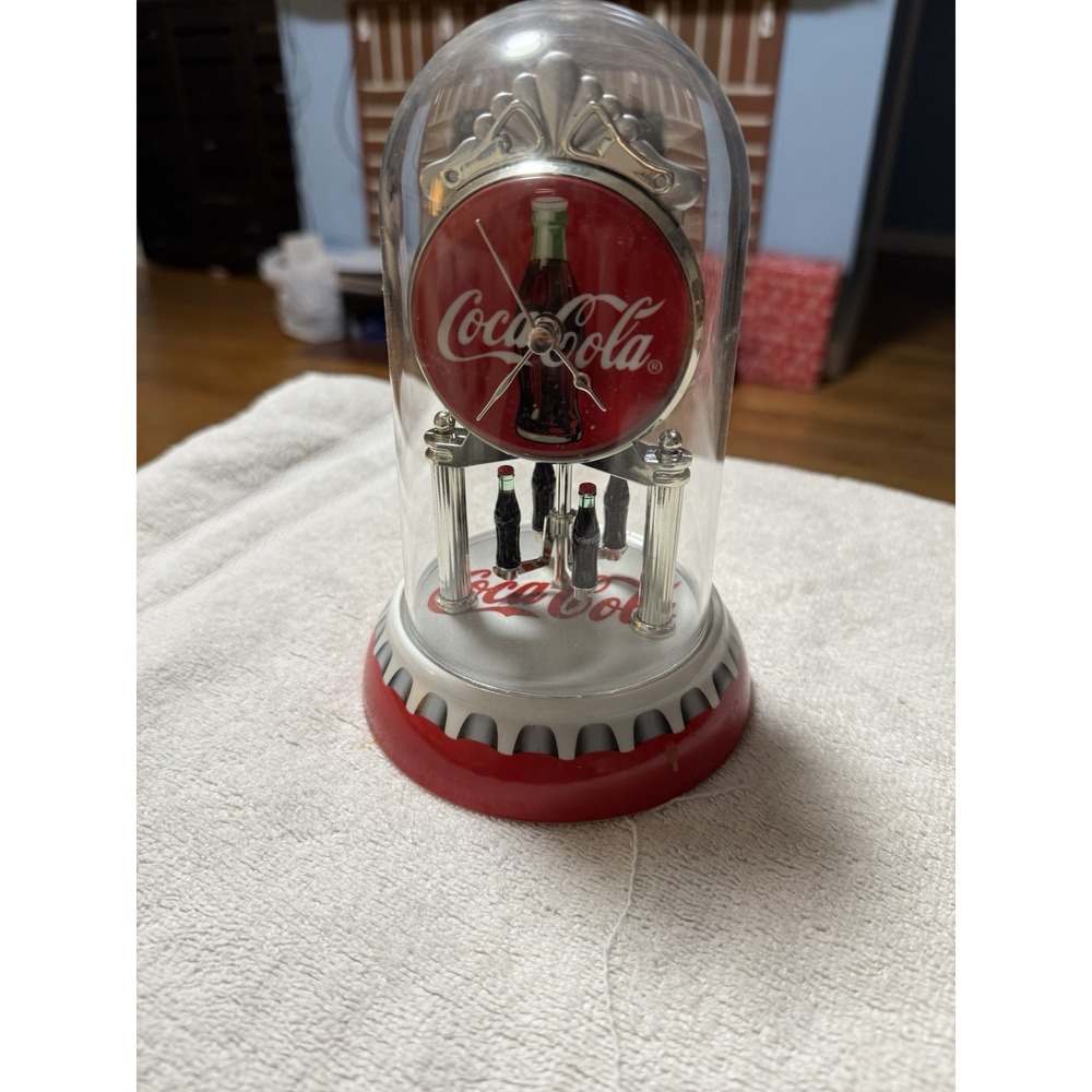 Coca Cola Bottle Cap Anniversary Clock Plastic Dome 7" Battery‎ Operated